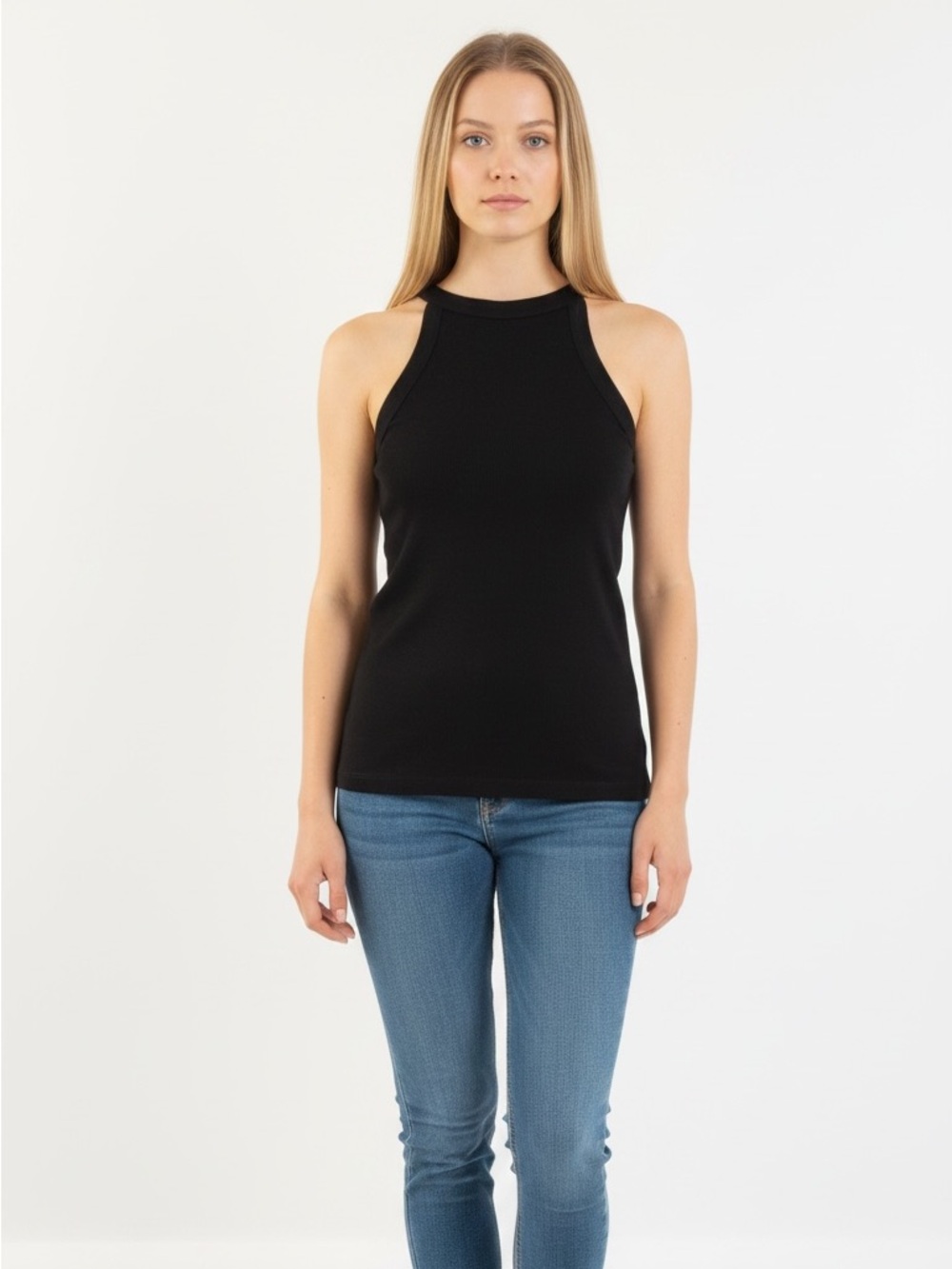 Cynthia Rowley Women's Black Sleeveless High-Neck Tank Top medium -sku 134